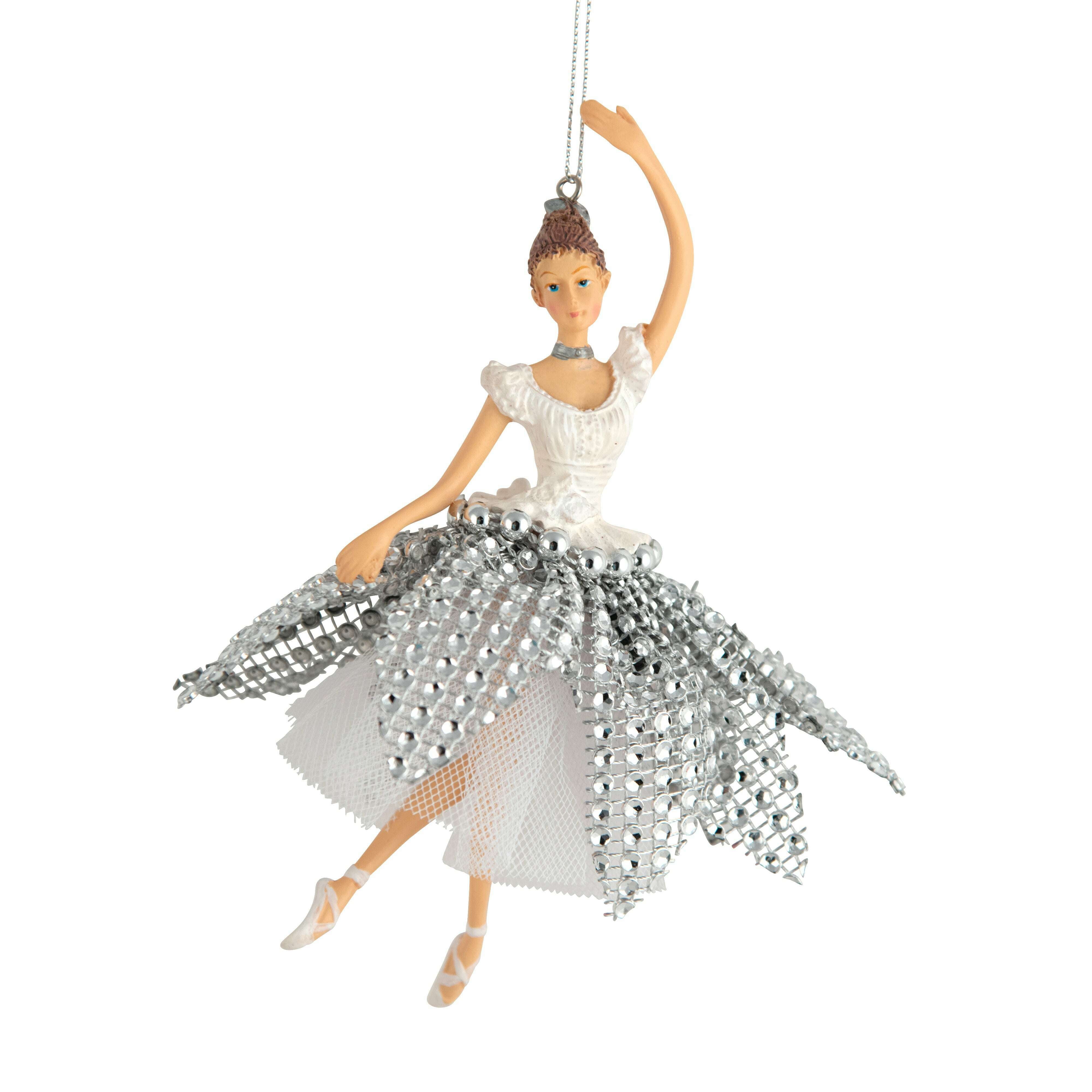 Impodimo Living & Giving:Ballarina in White & Silver Hanging Dec:Swing Gifts