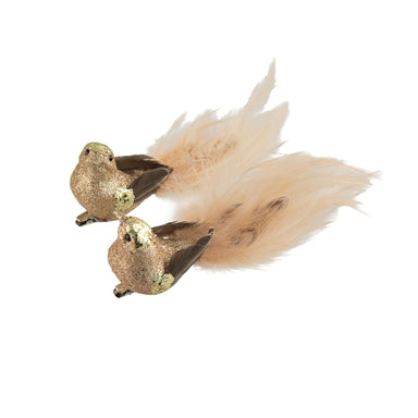 Impodimo Living & Giving:Clip On Feathered Bird - Gold & Natural:Swing Gifts