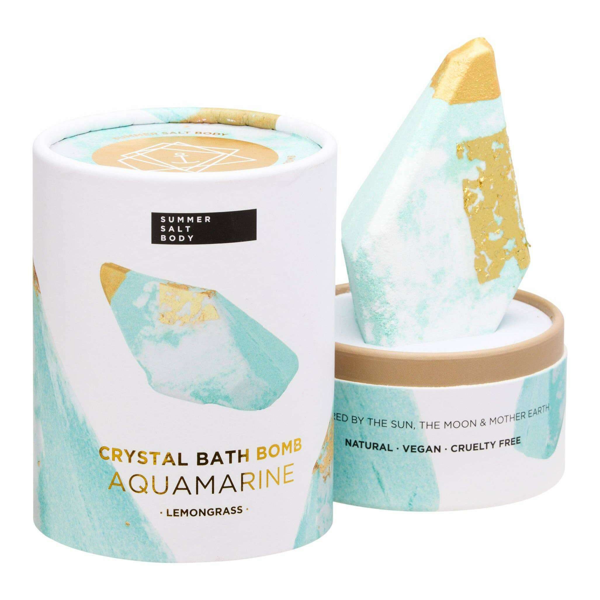 Impodimo Living & Giving:Crystal Bath Bomb - Aquamarine - Lemongrass:Summer Salt Body