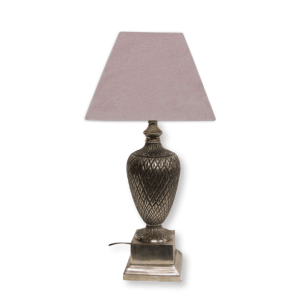 Impodimo Living & Giving:Finial Antique Silver Lamp w Blush Shade:French Country Collections