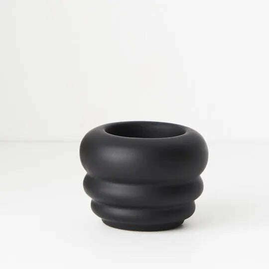 Impodimo Living & Giving:Isobel Candle Holder - Round:Floral:Black