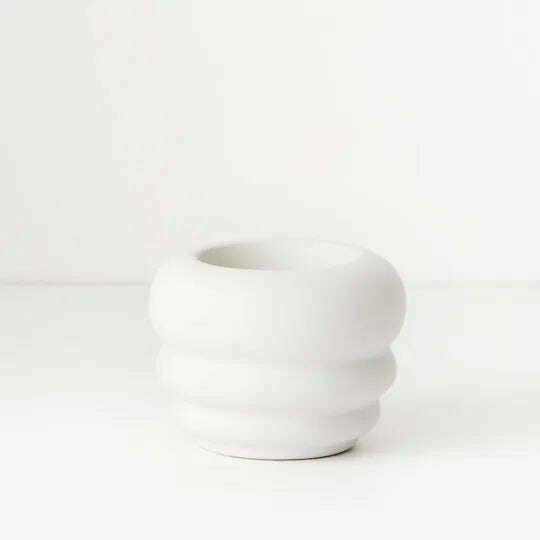 Impodimo Living & Giving:Isobel Candle Holder - Round:Floral:White