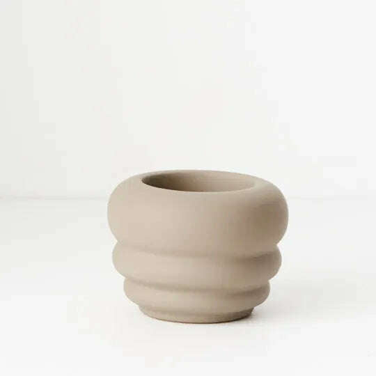 Impodimo Living & Giving:Isobel Candle Holder - Round:Floral:Sand