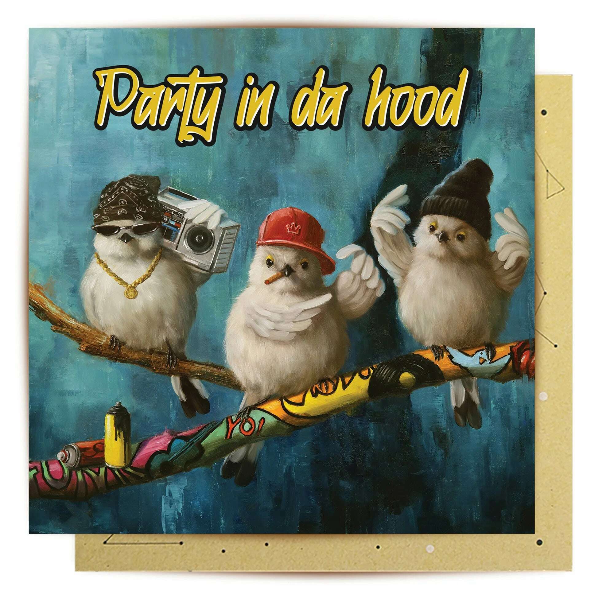 Impodimo Living & Giving:Party In Da Hood Greeting Card:La La Land