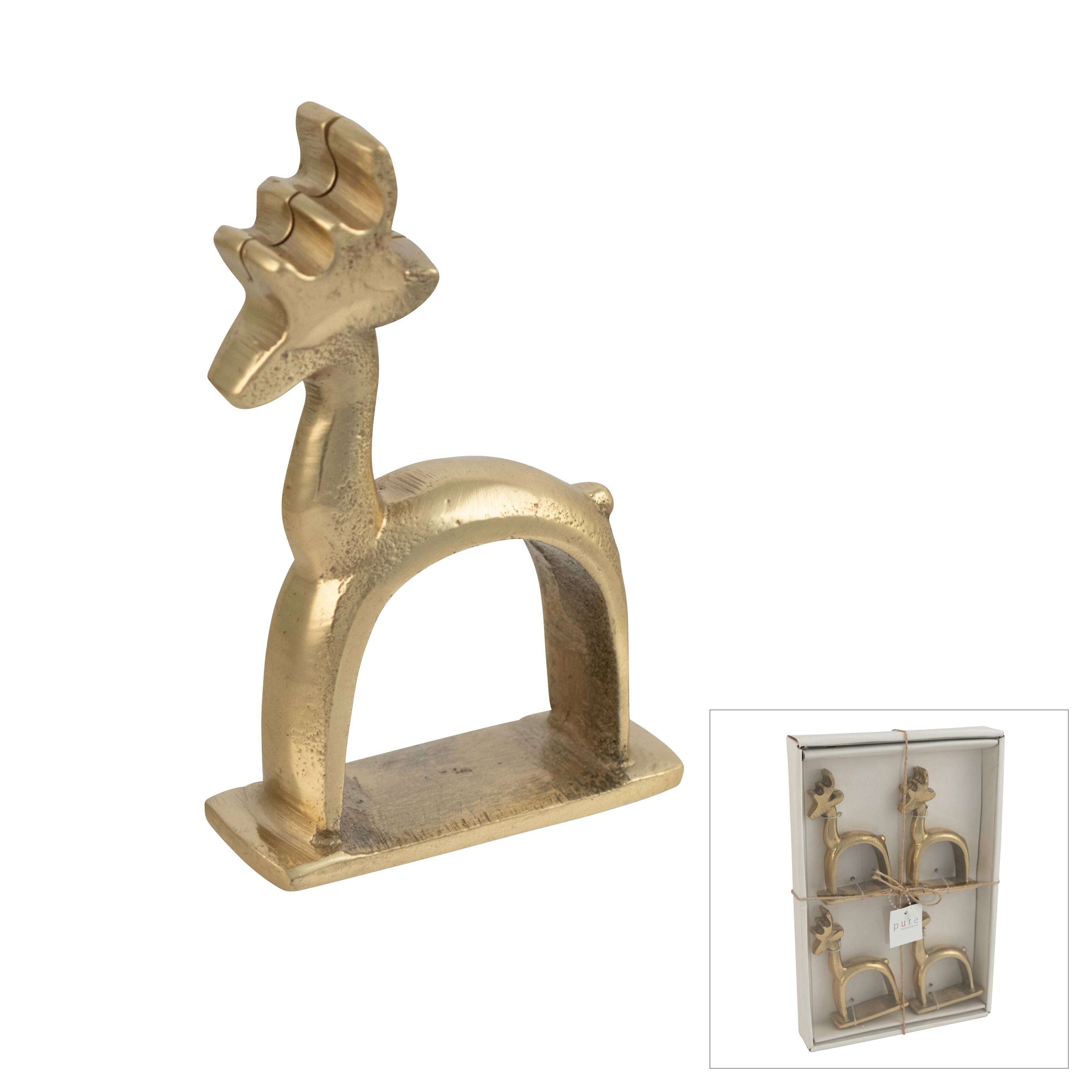 Impodimo Living & Giving:Reindeer Napkin Rings:Swing Gifts:Gold