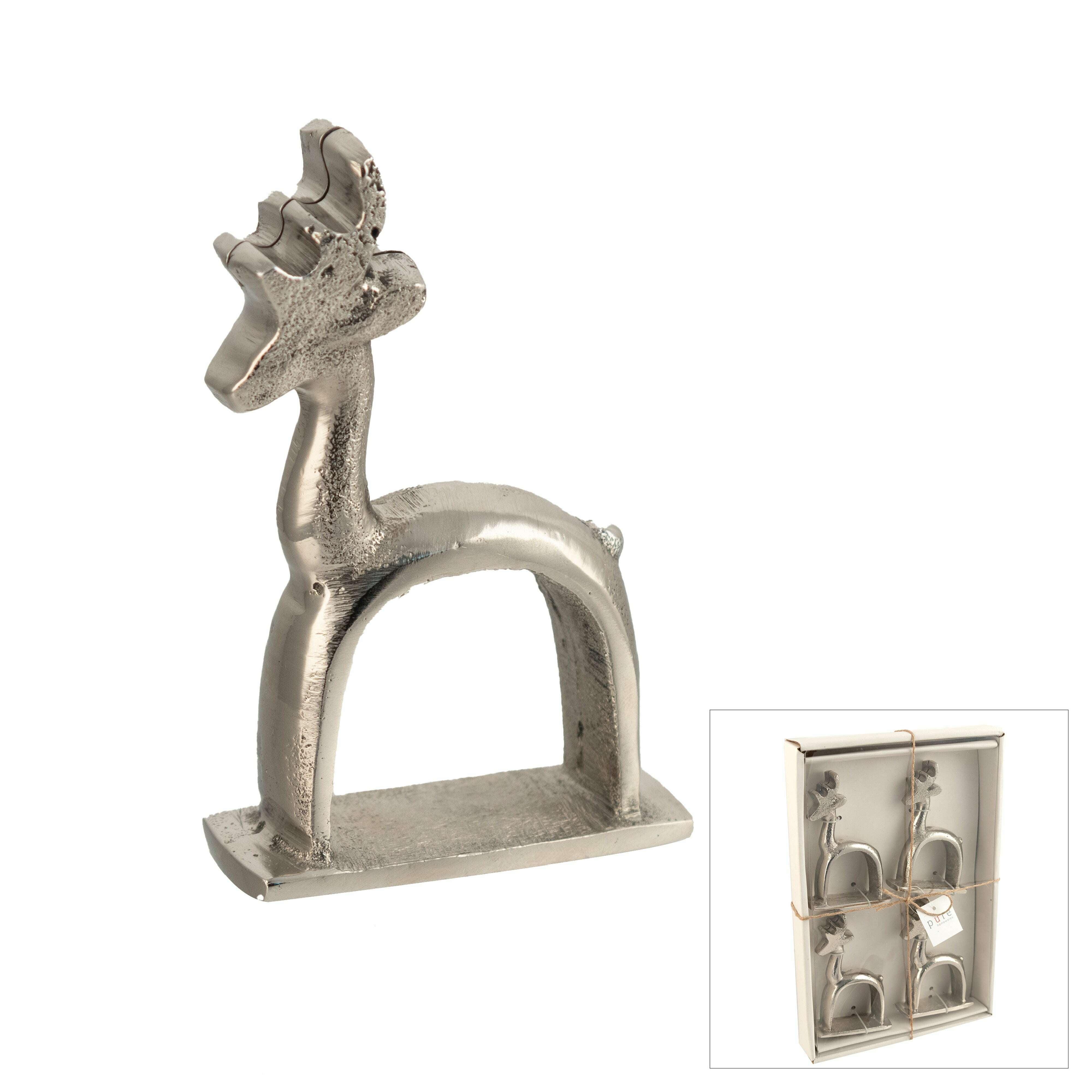 Impodimo Living & Giving:Reindeer Napkin Rings:Swing Gifts:Silver
