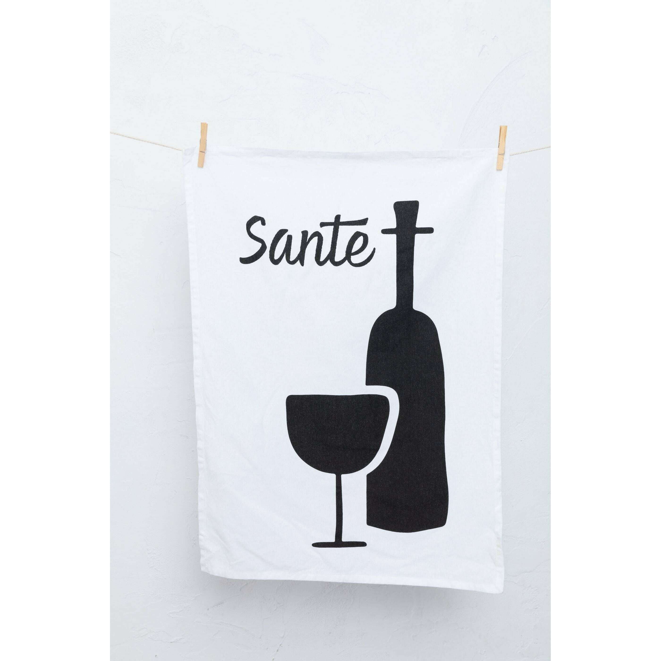 Impodimo Living & Giving:Sante Tea Towel - White/Black:Holiday Trading & Co