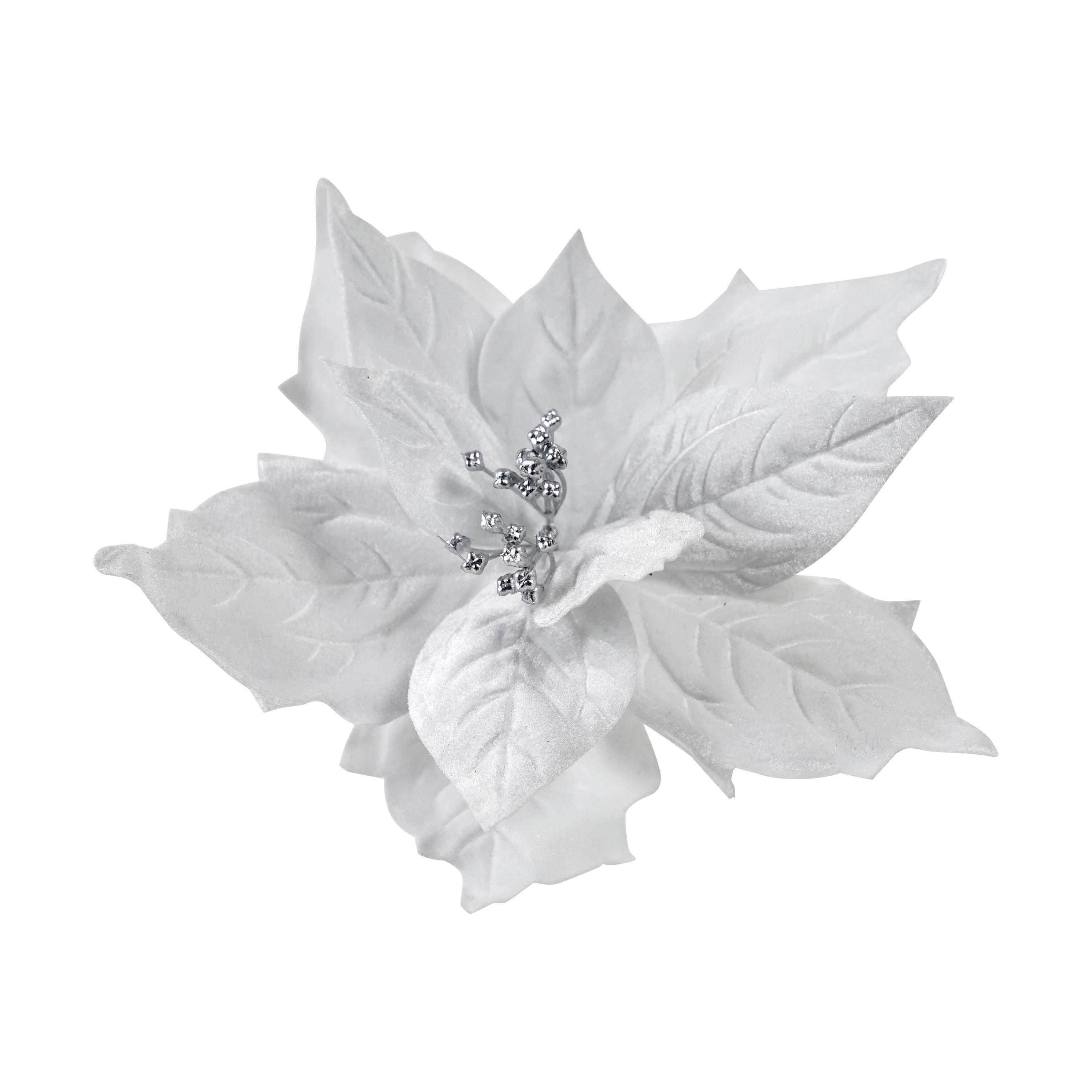 Clip On Poinsettia - White