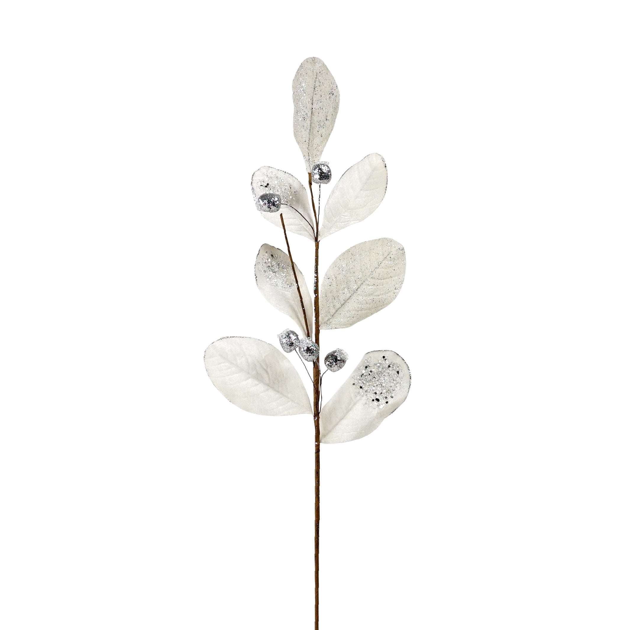 Velvet Leaf Stem/Pick - Ivory/Silver