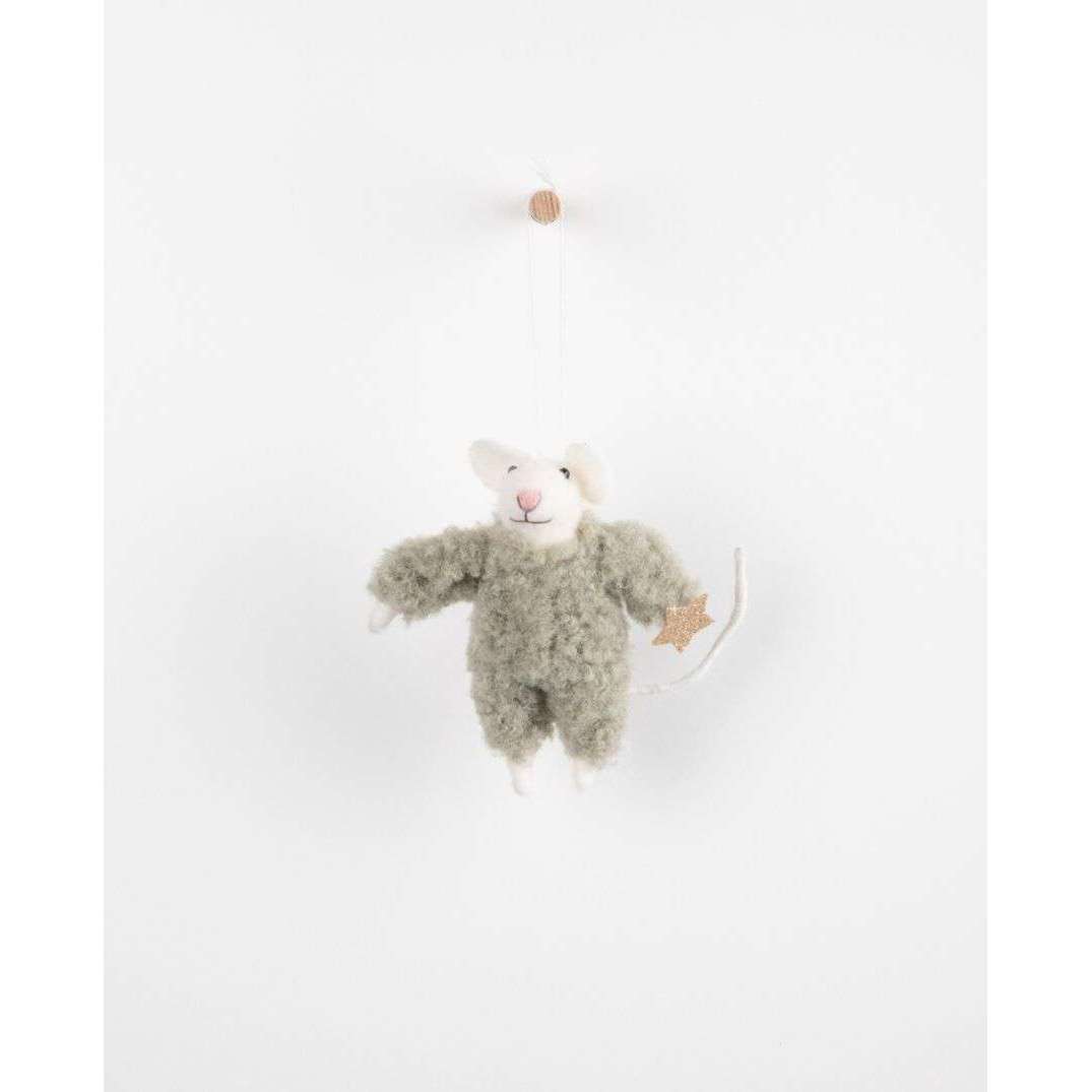 Storybook Hanging Furry Mouse - Grey