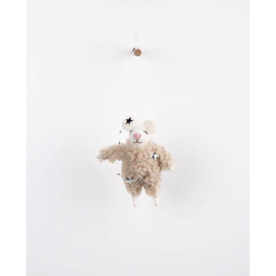 Storybook Hanging Furry Mouse - Tan